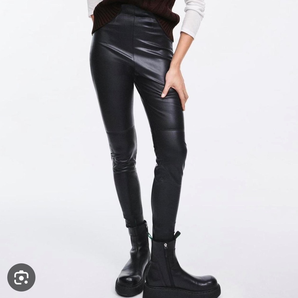 NEW - Black Zara faux leather leggings with side zipper